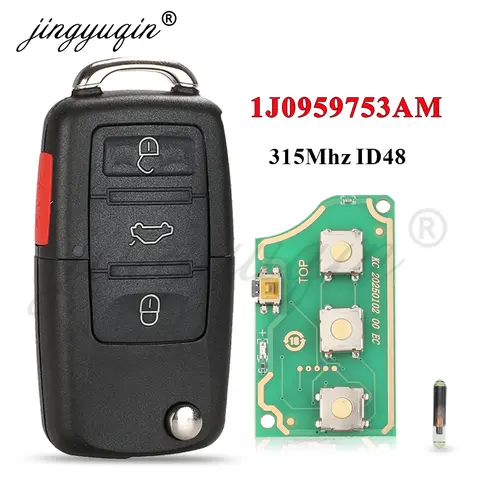 jingyuqin 1J0959753AM Car Remote Key for VW Beetle Golf Passat Jetta 315Mhz ID48 1J0 959 753 AM 5FA008399-30 2000-2006 Key Fob