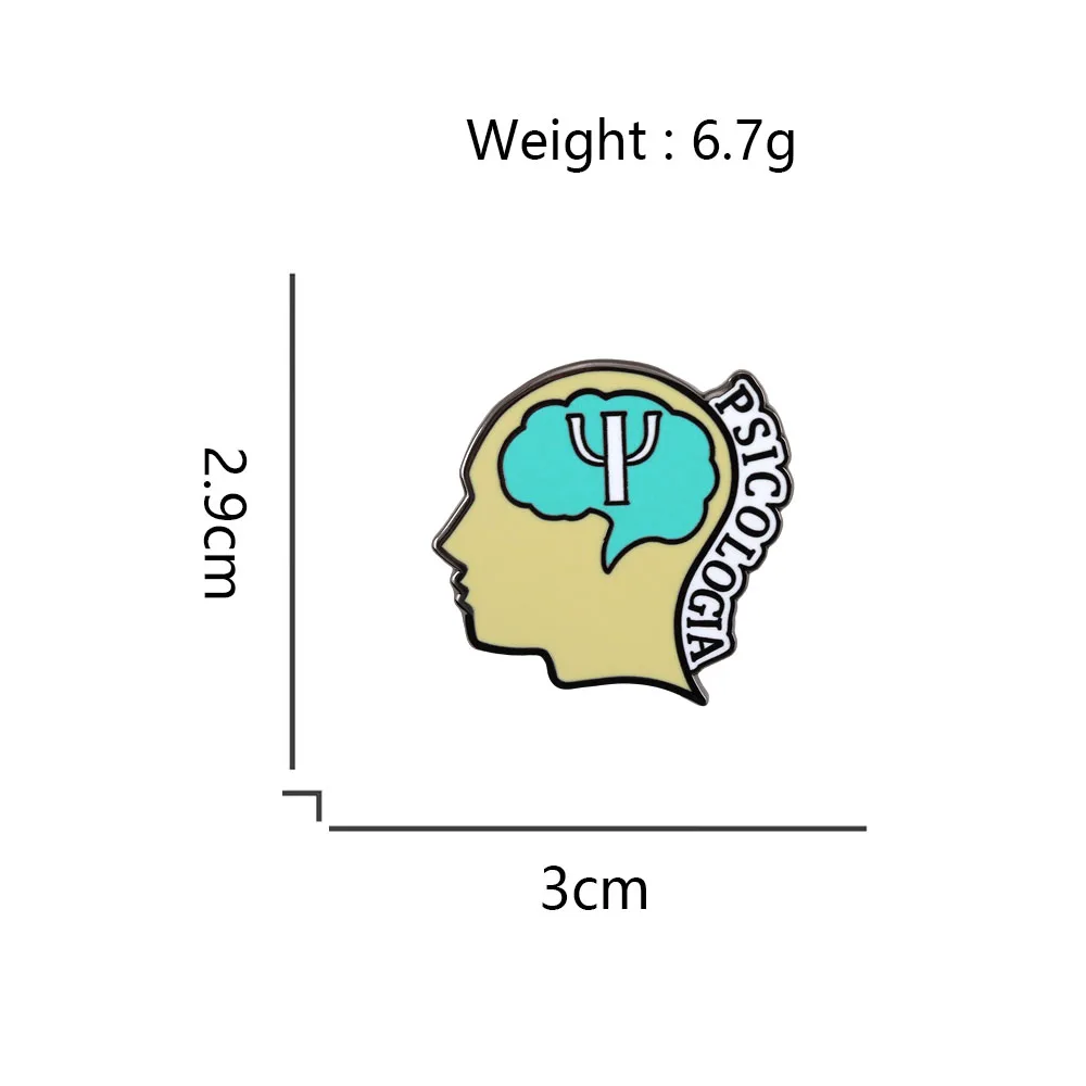 Psychologie-Gehirn-Emaille-Pin, Psi-Symbol-Brosche, Geschenk für Psychologie-Studenten zum Abschluss, Abzeichen für das Bewusstsein für Psychische Gesundheit – Detail 2