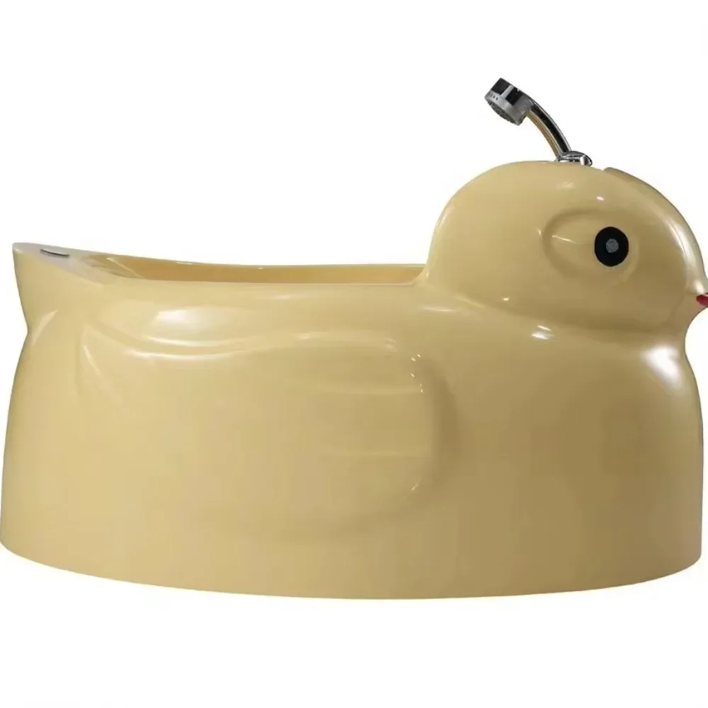 

Professional Yellow Duck Cartoon Pet and Baby Spa Bath air Bubble Tub with Shower Car Pet and Baby Bathtub