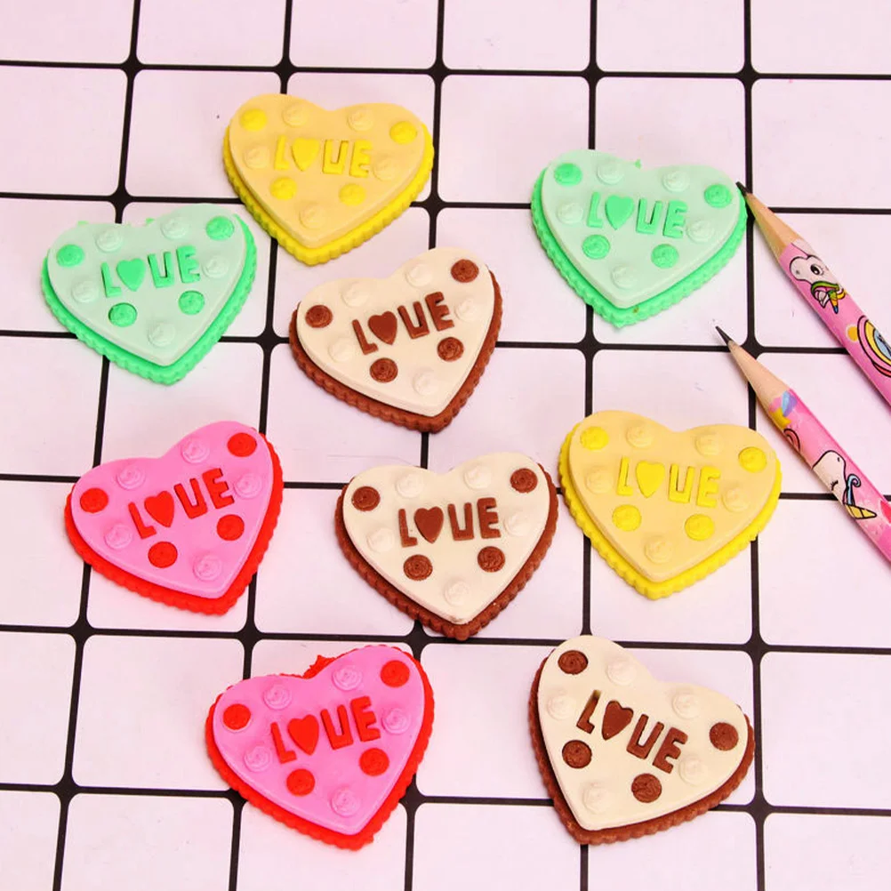 

20pcs Heart Creative Small Bulk Party Favors School Work Reward Funny Erasers Educational Cake Erasers Student