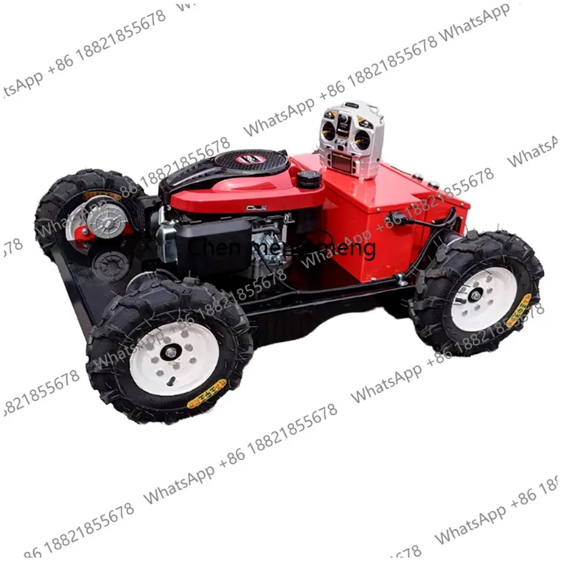 Small Wheeled Remote Control Lawn Mower with Track for Garden Lawn Green Belt Orchard