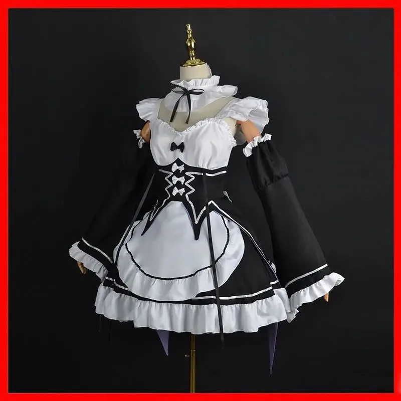Bear's Den Cosplay Re:Zero Kara Hajimeru Isekai Seikatsu Costume Ram Rem Wig Black Dress Halloween Cos New 2025