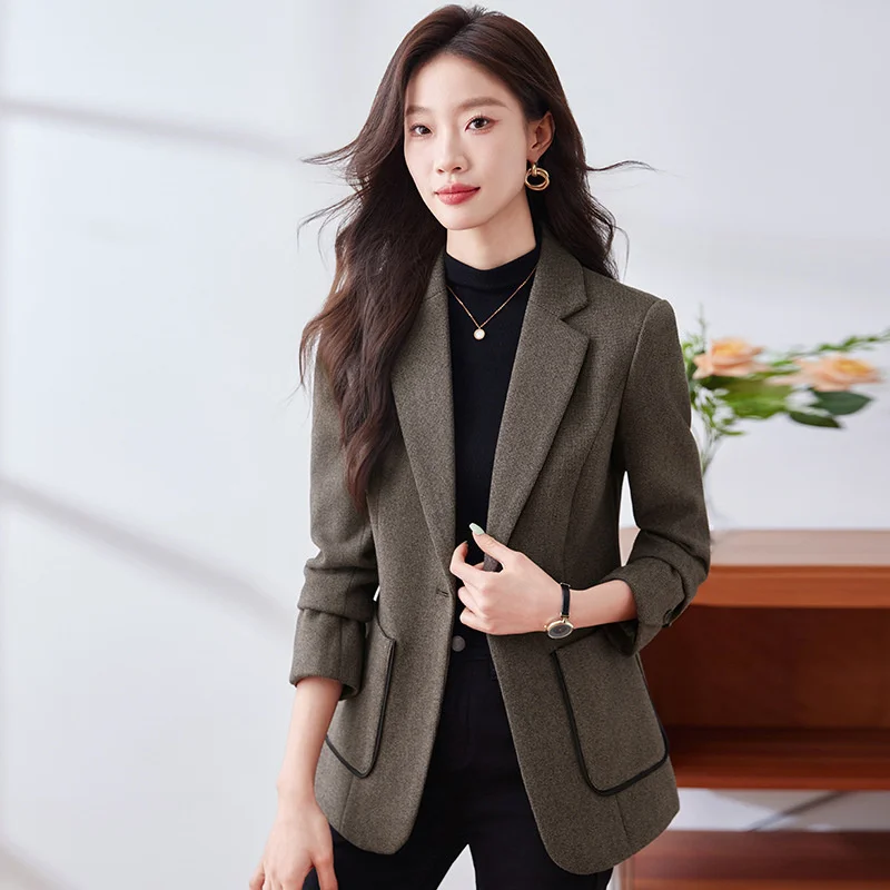 2025 Autunno Inverno Donna Giacca da abito rosso vino Giacca da donna Giacca da donna Manica lunga con bottone singolo Giacca formale Cappotto Capispalla femminile