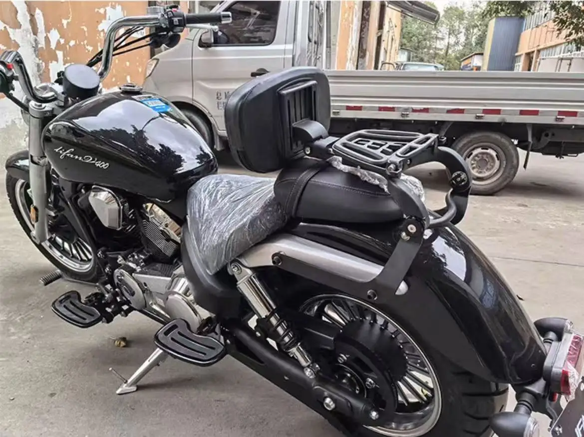 For LifanV400 motorcycle modified rear shelf backrest bumper windshield edge package box tail box non-destructive accessories