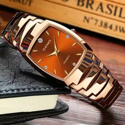 Luxury Watch for Men Business Fashion Square Quartz Wristwatch Classic Stainless Steel Luminous Waterproof Male Date Clock Gifts