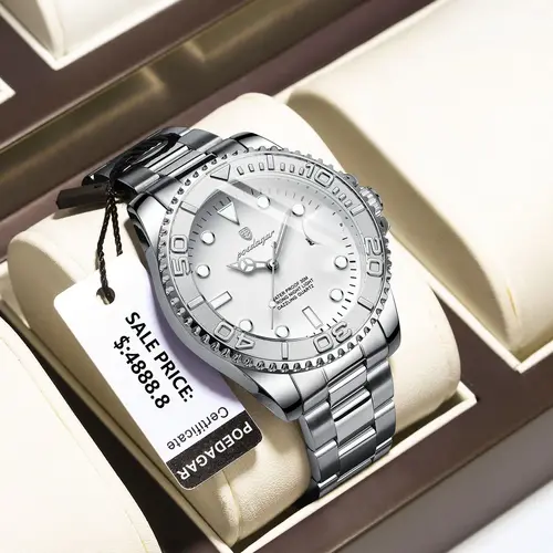 Reloj POEDAGAR militar de lujo para hombre, reloj de acero inoxidable con fecha luminosa resistente al agua, relojes de cuarzo de negocios de alta calidad para hombre