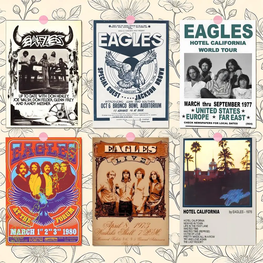 Retro Band E-Eagles Poster Matte Self-Adhesive Wall Art Print Living Room Bedroom Home Decor
