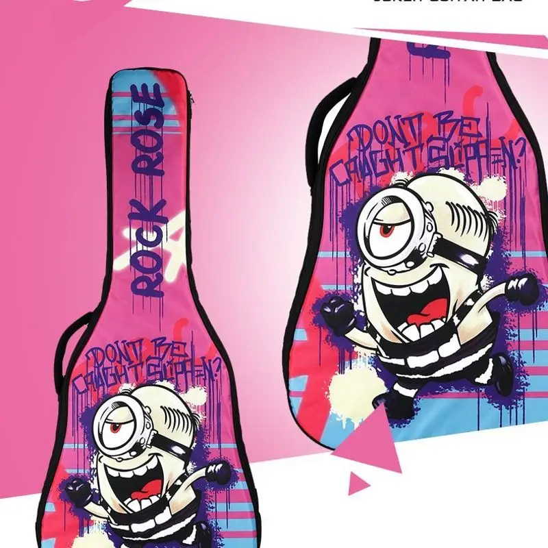 Cartoon Guitar Bag 41 Inch Thickened Waterproof Oxford Nylon Double Straps Cotton Padded Guitar Case Gig Backpack