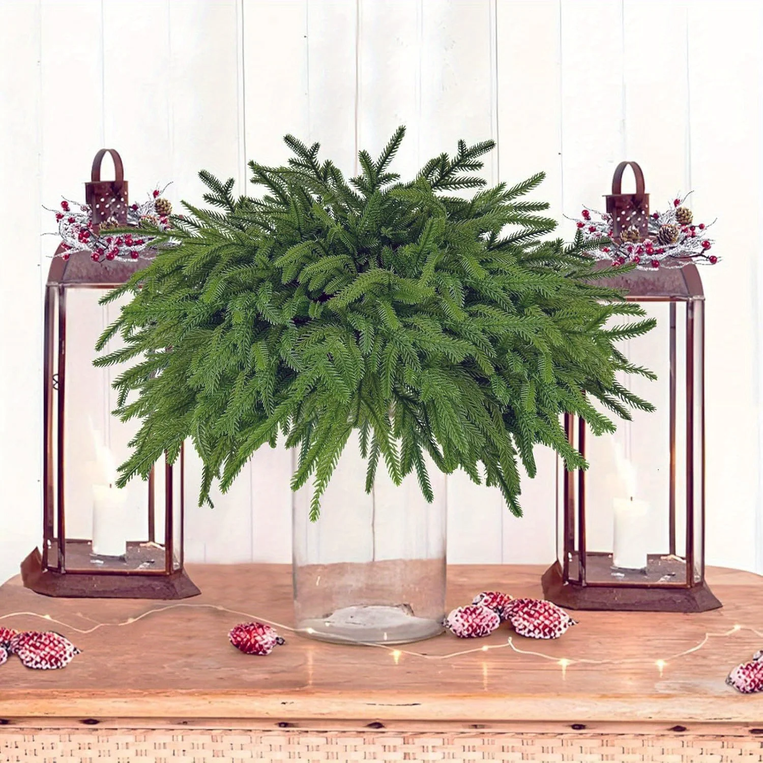 30 قطعة من فروع الصنوبر الشمالية الاصطناعية ذات اللمس الحقيقي - 35 سم سيقان دائمة مزيفة طويلة للديكور الداخلي/الخارجي، ديكور واقعي #1