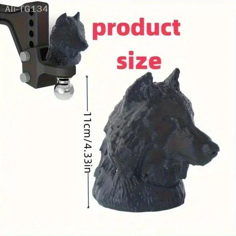 غطاء وصلة مقطورة بتصميم رأس الذئب، غطاء حماية بلاستيكي، خطاف كرة سحب مزخرف يمنع الصدأ من أنبوب الاستقبال