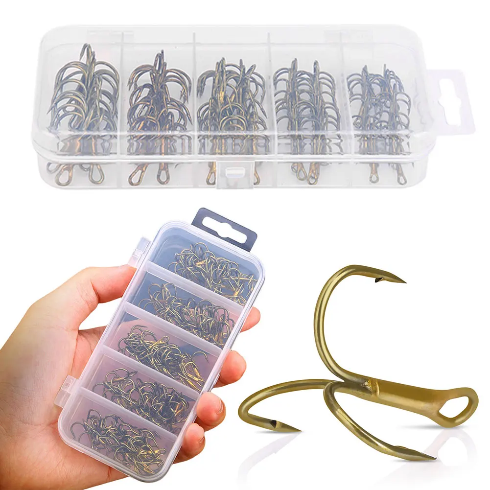 

80 шт. тройных рыболовных крючков из высокоуглеродистой стали, портативные, с тройными зазубринами, острые, для рыбалки