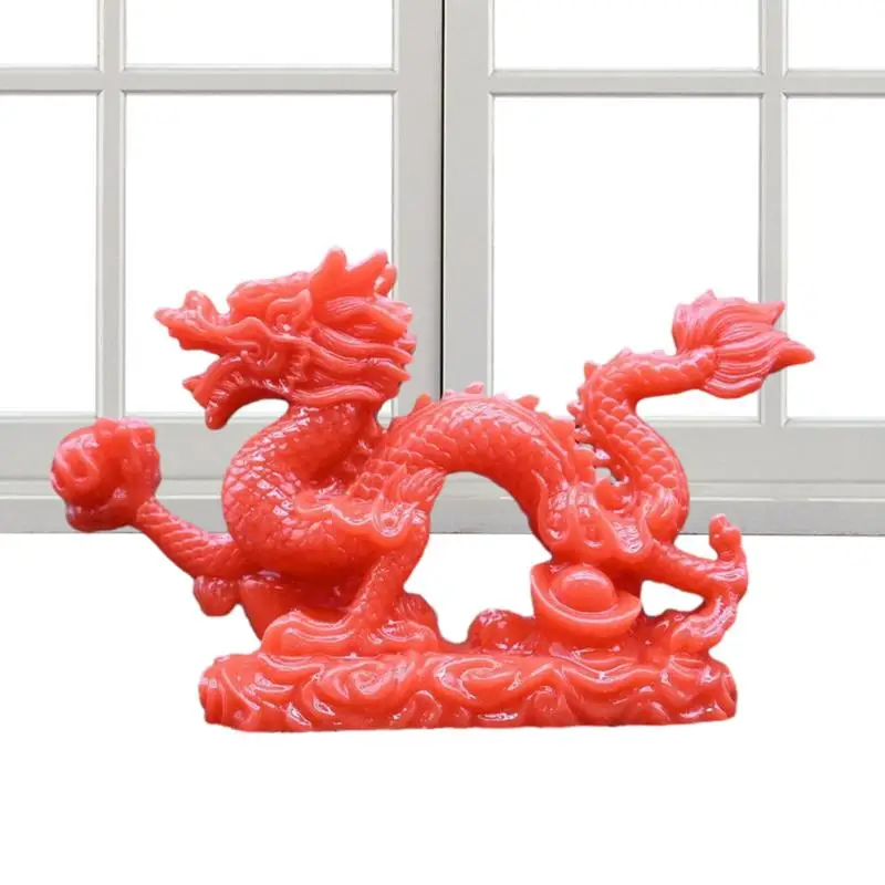 Resin Dragon Decor Exquisite Jade Resin Animal Figurine Beautiful Green Dragon Sculptures Feng Shui Statue Feng Shui Collectible