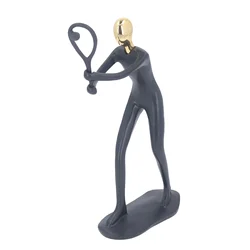 Resin Art Sports Man Figure Vivid Realistic Tennis Player Figurine Art Sculpture Home Decoration For Home Living Room Office