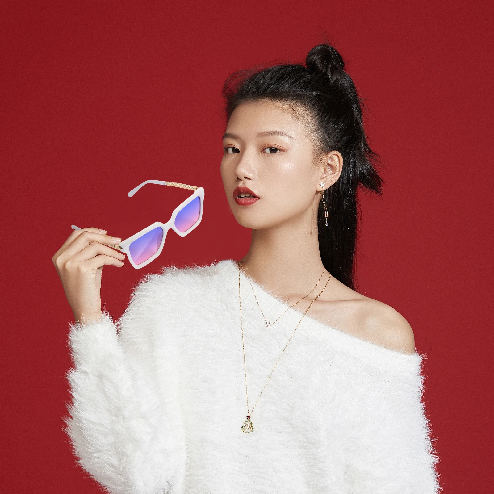 

Sunglasses Metal Temple Summer Beach Fashion Outdoor Photo White Party Plastic PC Frame Non Slip Comfortable Strong