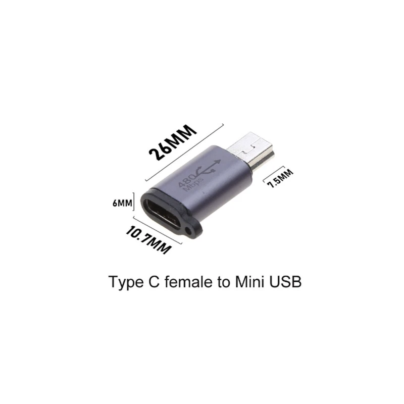 อะแดปเตอร์แปลง USB C เป็น Mini USB พร้อมเชือกโซ่ป้องกันการสูญหายสำหรับโทรศัพท์กล้อง