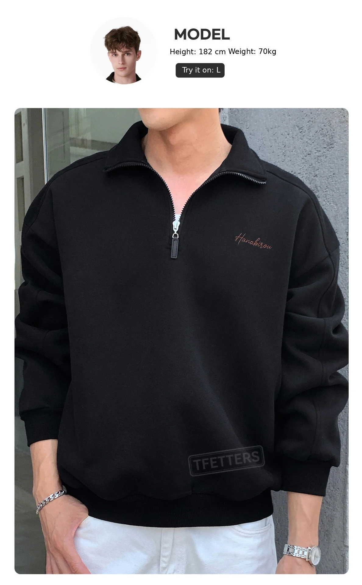 TFETTERS EU Size 2026 Autumn Casual Half Zip Pullover Men Stand Collar Minimal Letter Embroidered Long Sleeve Sweatshirt Man