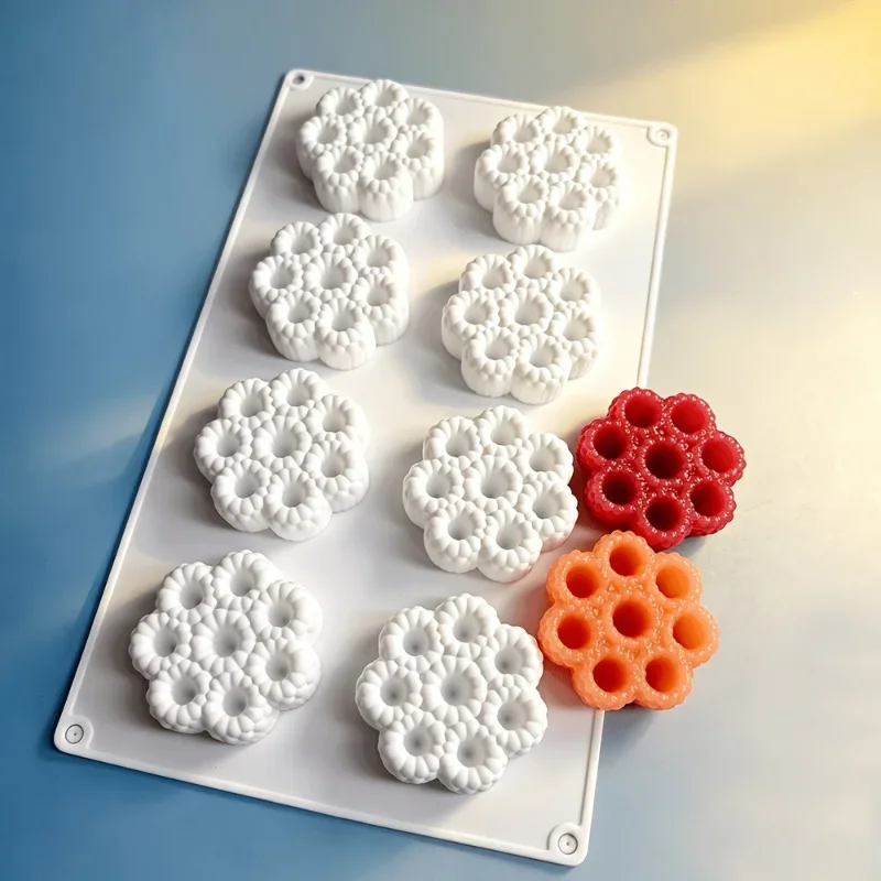 1pc 8-cavity berry cake pop mold realistic raspberry ring mousse mold non-stick easy release baking tool for DIY desserts