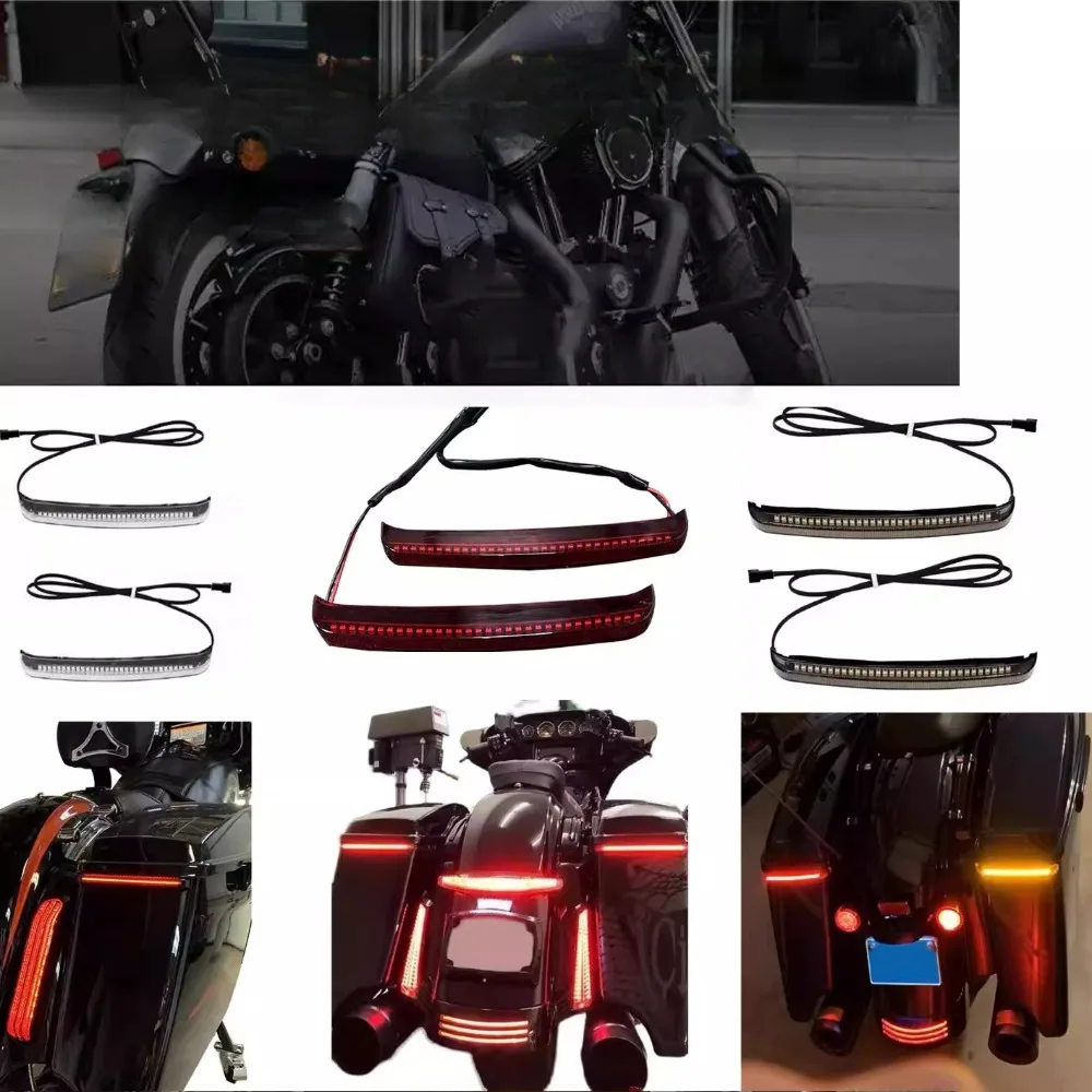 

2xMotorcycle Saddlebag Led Flowing Turn Signal Brake Lamp for Harley Touring Road Glide Road King Street Electra Glide 2014-2023