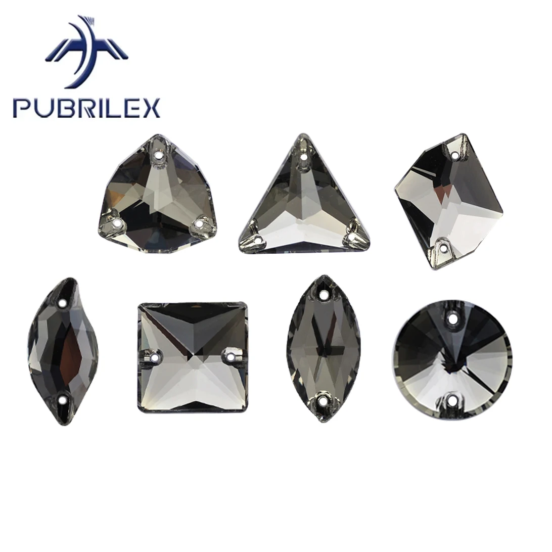 Pubrilex Black Diamond Alle Formen Aufnähbare Strasssteine Flache Kristallperlen Nähzubehör für Kleidung und Schmuckdekoration – Detail 2