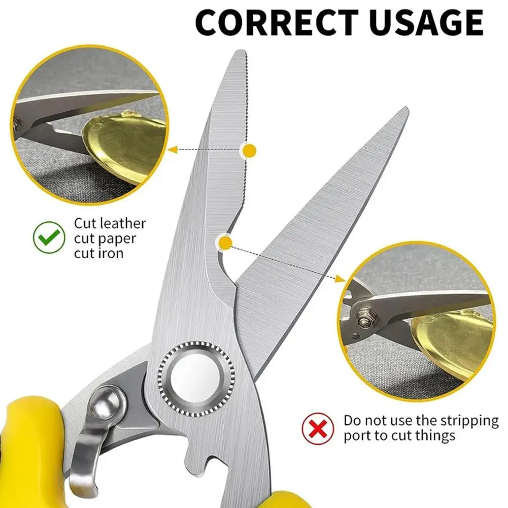 1Pc Stainless Steel Electrician Scissors Multifunctional Manually Shears Groove Cutting Wire And Thin Steel Plate Hand Tools