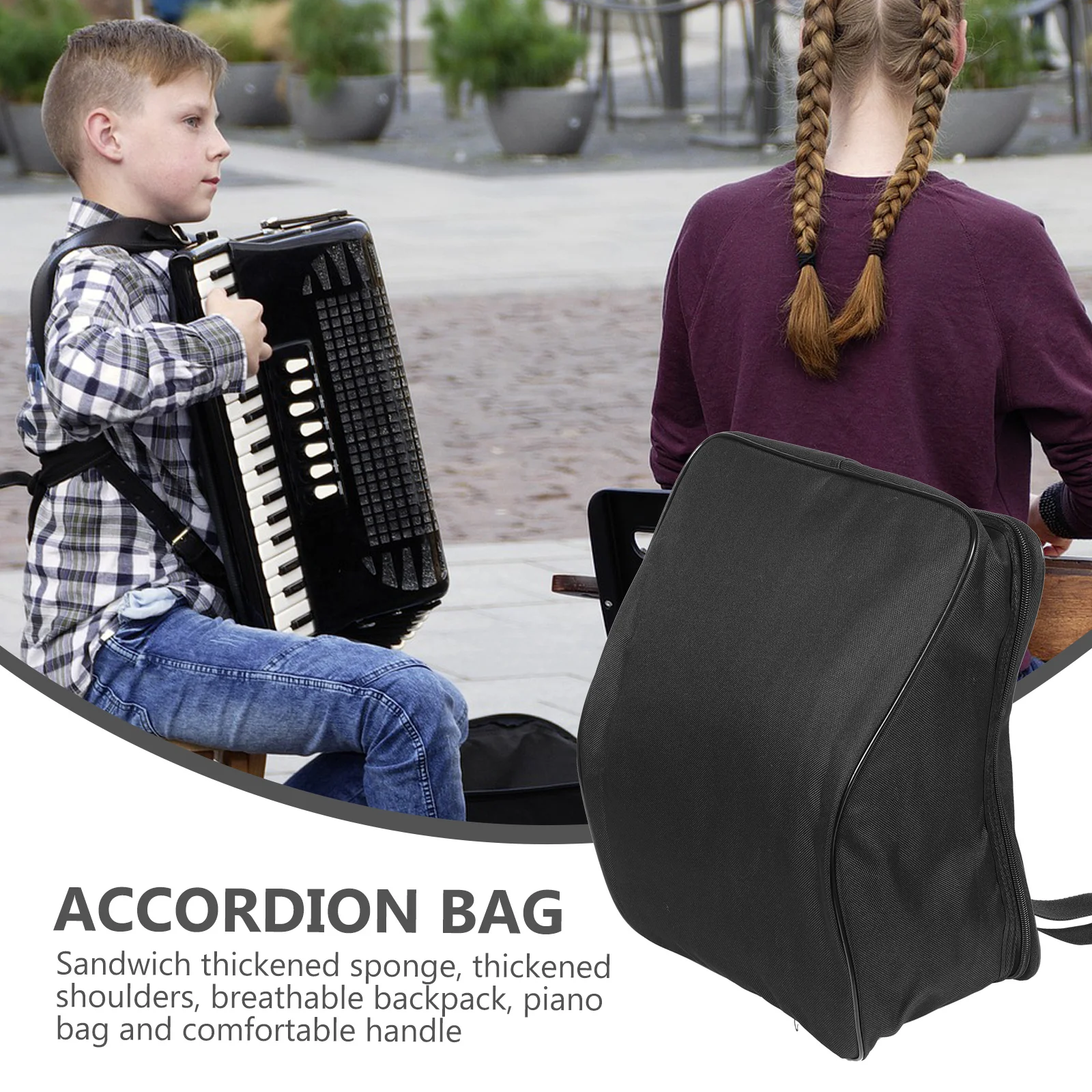 

Adjustable 8-Bass Accordion Bag Waterproof Carrying Case With Backpack Strap For Outdoor Performance Storage Pouch Simple