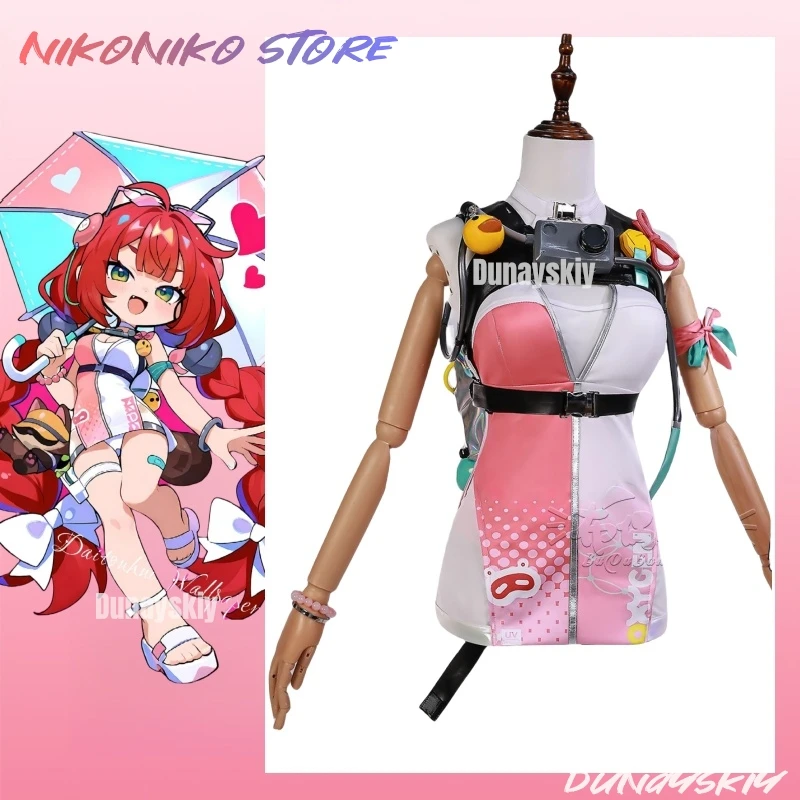 Game Zenless Zone Zero Ukinami Yuzuha Cosplay Costume Summer Swimsuit With Accessories Bag Red Wig Halloween Carnival Women Girl