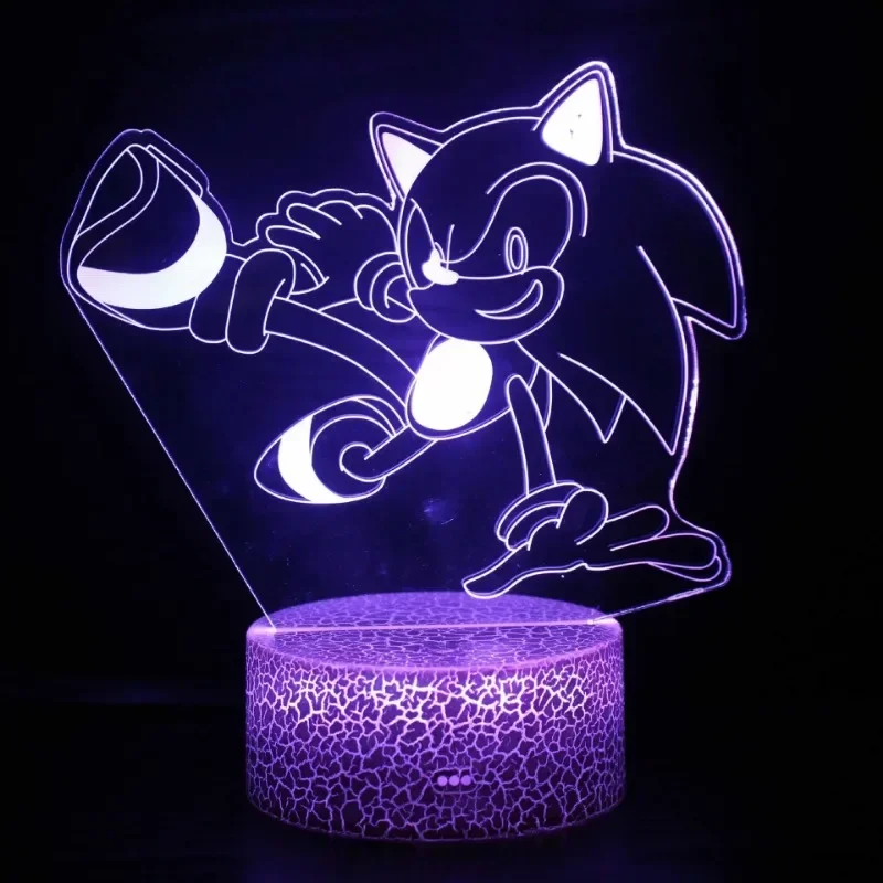 Cartoon Anime Sonics 3D Anime Night Lamp LED Illusion Lamp 16 Colors Decorative Table Lamps Creative Birthday Christmas Gifts