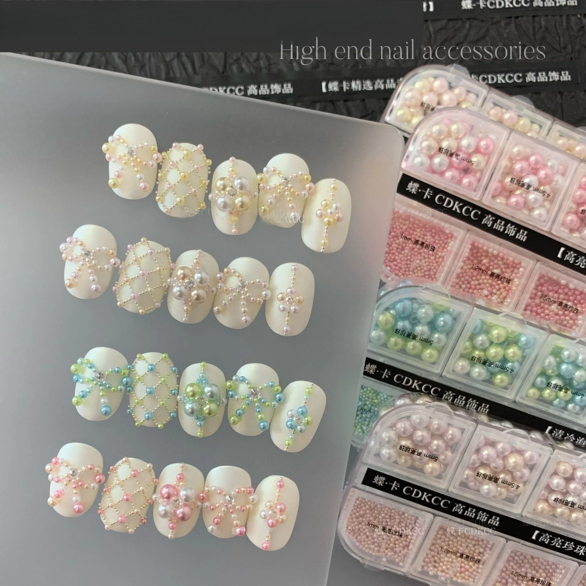 4 Boxs High-Gloss Mixed Size High-Quality ABS Resin Nail Art Pearls Elegant Gentle Style Colorful Pearl Nail Art Accessories