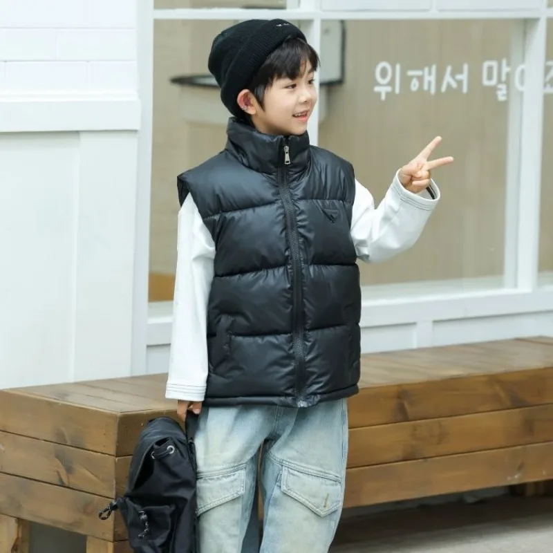 

Thickened Warm Kids' Cotton Vest with Standing Collar for Toddler Big Kids Outerwear Layered Thermal Jacket Boy Winter Clothing