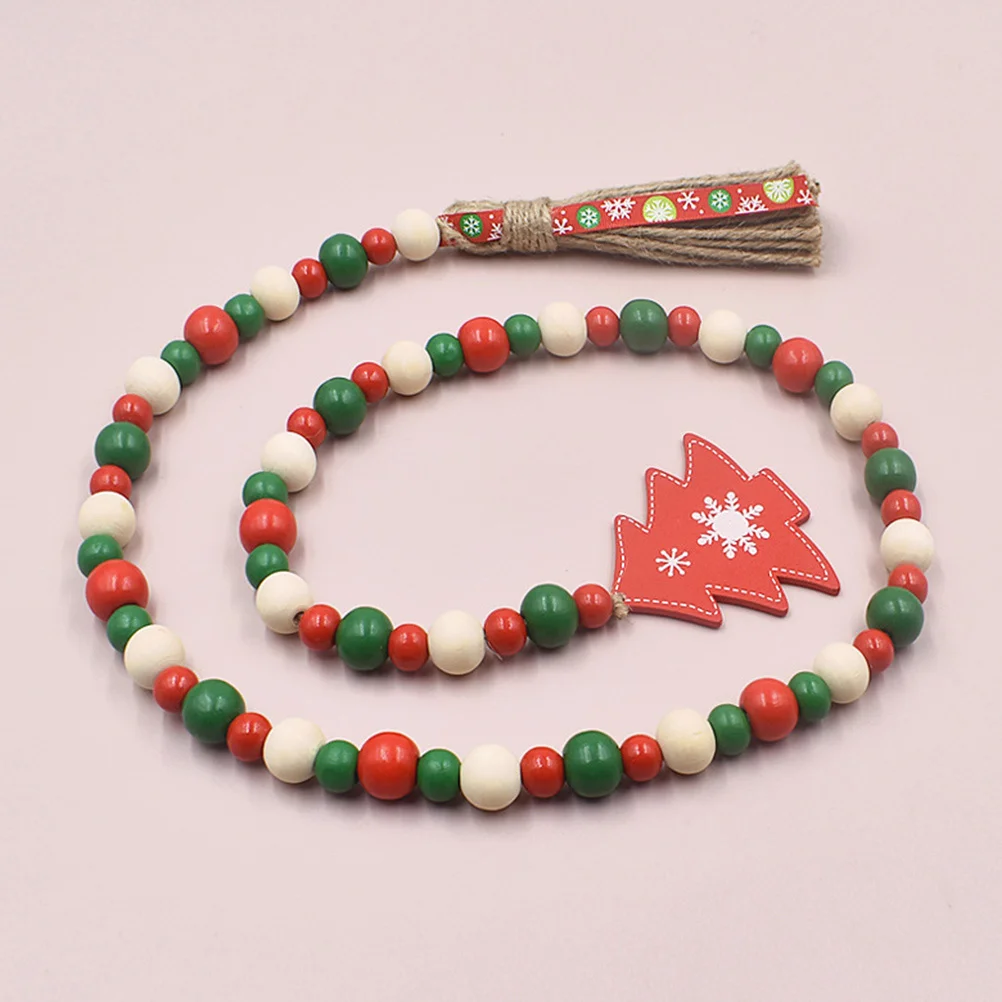 

Wooden Beads Garland Christmas Party Decoration Simple Lovely Classic Design Cheerful Ambiance Gift Wood Bead Garland