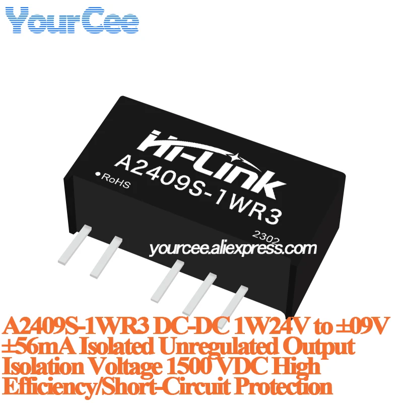 1W 2W DC-DC Power Module 5V 12V 24V to ±3.3V 5V 9V 12V 15V 24V Isolated Unregulated Output A0505S A0509S A0524S A1205S A1224S