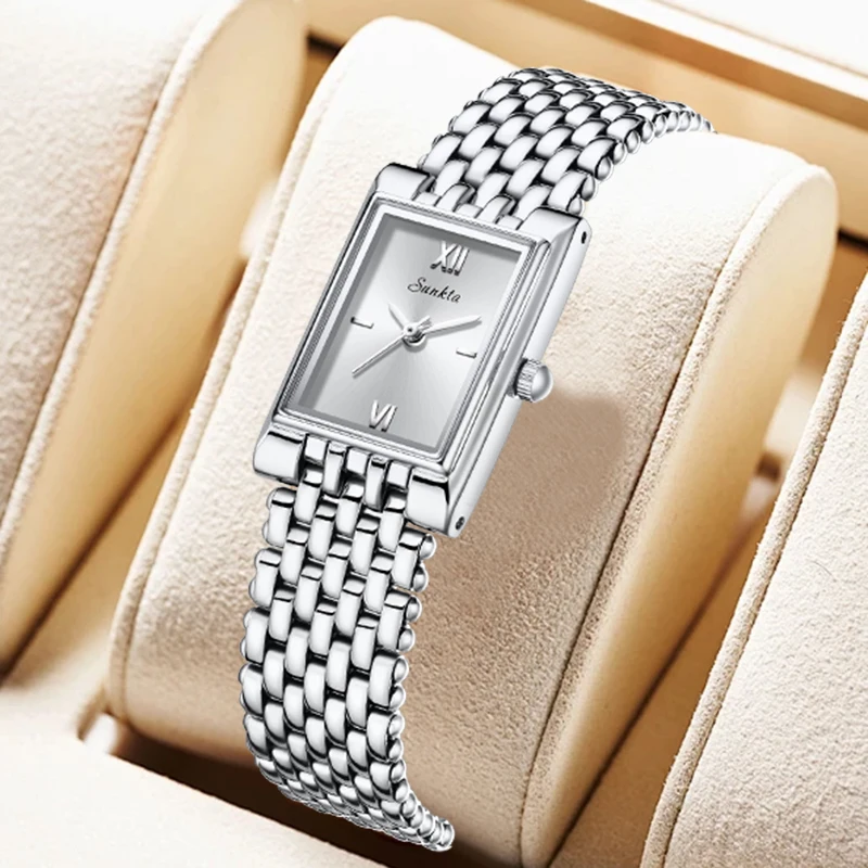 SUNKTA Elegant Luxury Woman Watch Classic Fashion Grace Simple Dial Clock Stainless Steel Slim Waterproof Women's Wristwatch New