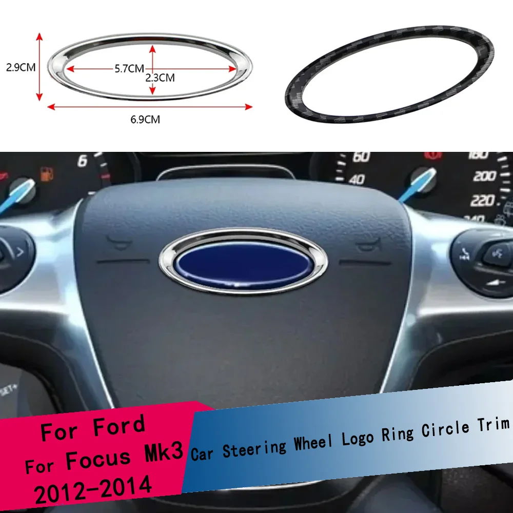 Lenkrad-Mittelring-Abdeckungsaufkleber für Ford Focus Mk3 2012-14 Kuga Escape 2013-2015 C-MAX 2011-2017 Grand C-MAX 2011-2014
