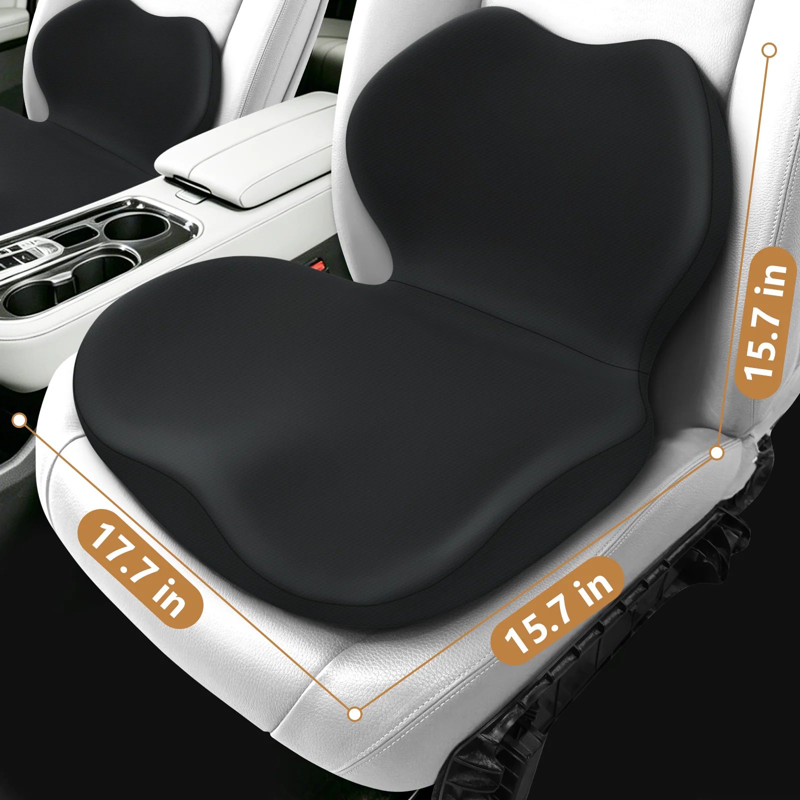 Integrated Memory Foam Seat Cushion with Lumbar Support, Multi‑Purpose Ergonomic Seat Pad Height Boost Cushion for Car Driver Seat, Office Chair, Gaming Chair, Sofa, Relieve Hip & Lower Back Pain