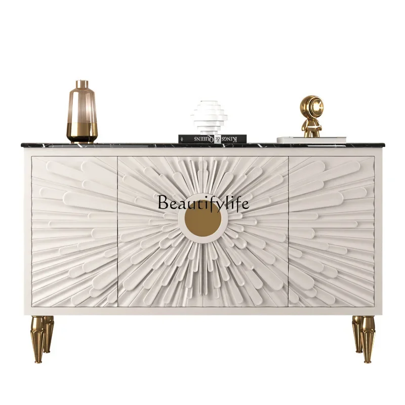 

lItalian porch cabinet modern simple rock slab solid wood light luxury screen partition cabinet