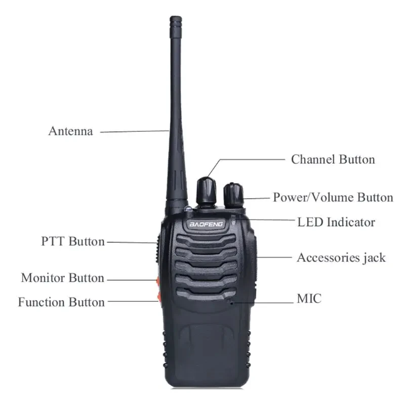 Baofeng BF888S portátil Walkie Talkie de longo alcance, Rádio em dois sentidos Original Ham, Transceptor UHF, BF888S Intercomunicador, 5W,