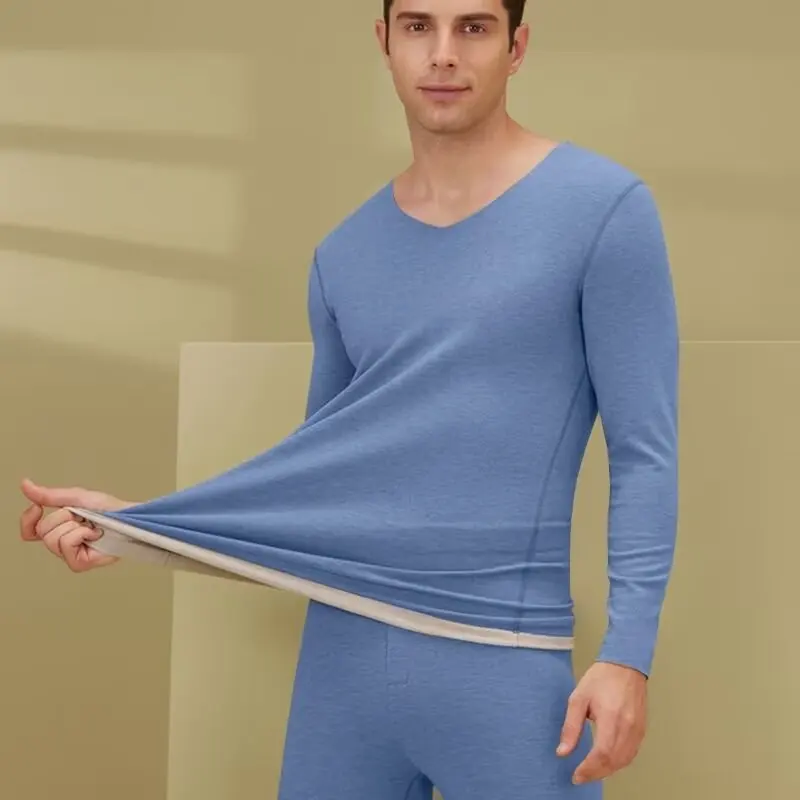 

High neck thermal underwear for men in winter with thick velvet and German velvet for self heating elderly people, autumn clothe