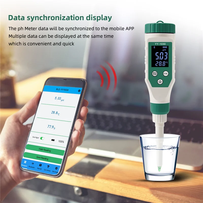 YY1030- Smart Bluetooth PH Meter Aquarium SPA Pool PH Water Quality Monitor Tester for Soil Cosmetic Food Cheese Meat