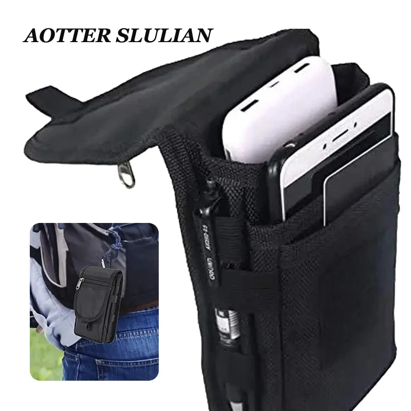 Cell Phone Pouch For Men Belt Multi-Purpose Holster Phone Case Pouch Outdoor Travel Hiking Tactical Waist Bag Black Pocket Purse