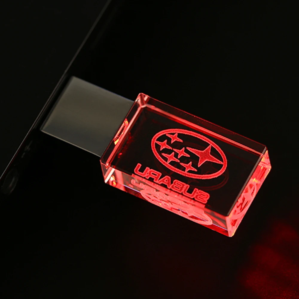 New Car Gift Fashion Crystal USB Flash Drive 128GB with LED Light Memory Stick Free Customized Logo Pen Drive External Storage