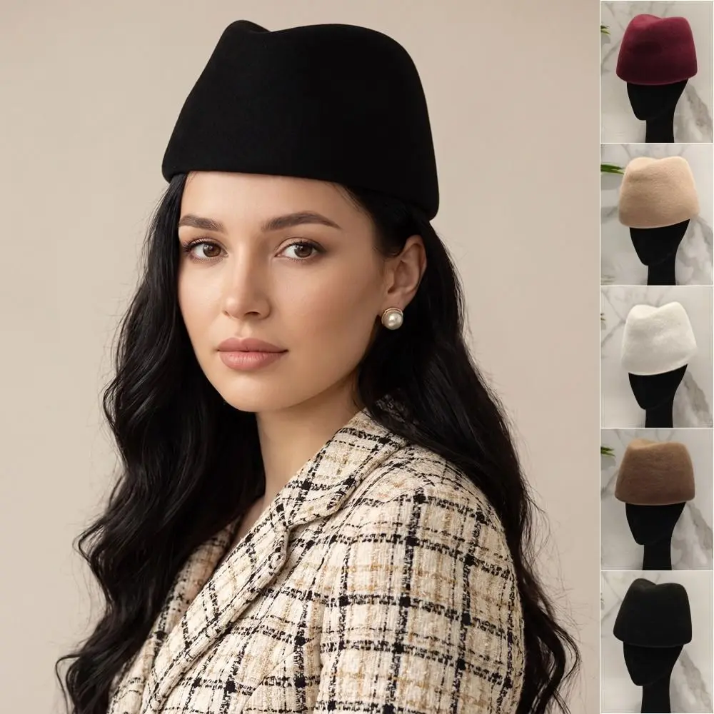Fashion Elegant Russia Pillbox Hat Teardrop Fedoras Fedora Hat Versatile Solid Color Beret Hat Live Show