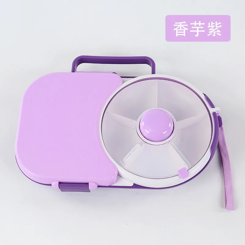Rotating Divided Snack Box Portable Sealed Dry Fruit Container for Kids