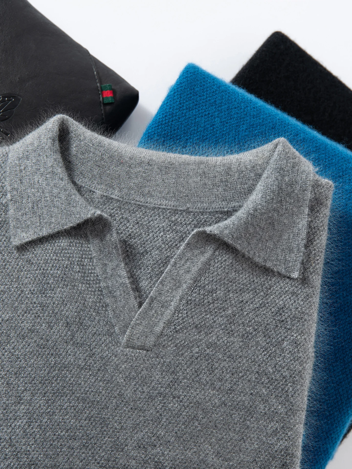 Smart Casual Autumn Winter Man Sweater Light Luxury 100% Cashmere Knitwear Polo Collar Pullover Men Long Sleeve Clothing Tops