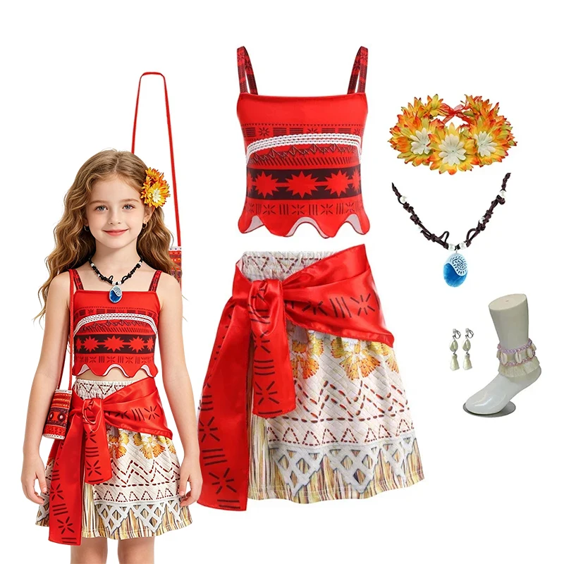 

Disney Moana 2 Princess Cosplay Dress Girls Kids Ocean Adventure Outfit Halloween Birthday Carnival Role Play Fancy Costume