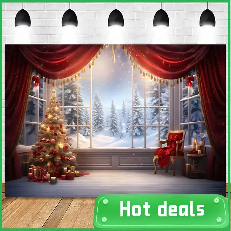 

210X150cm Christmas Background Cloth Christmas Window Children Photo Studio Photo Photography Backdrops,E Easy Install