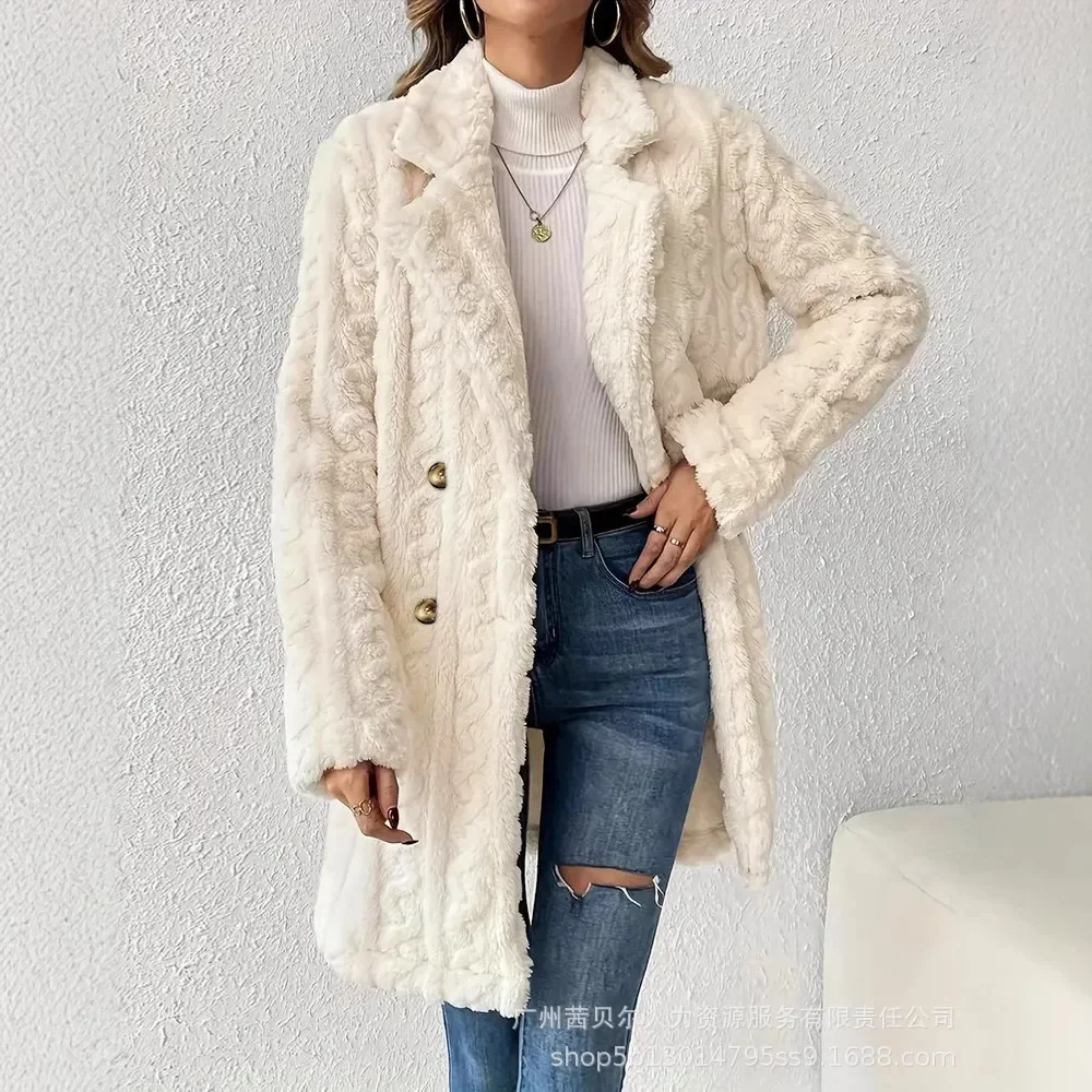 

Women Autumn Winter Coat Jacket Solid Color Turndown Collar Long Sleeve Button Casual Fashion Warm Comfortable Regular Standard