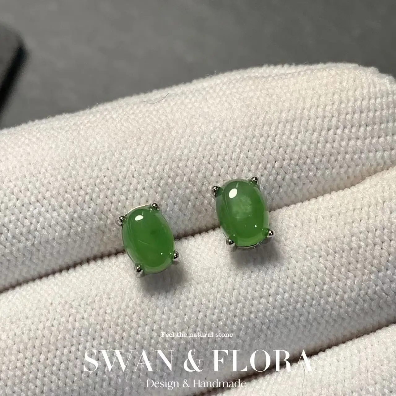 

Natural Green Jade 925 Sterling Silver Stud Earrings for women Jewelry Gift Prevent allergy gem jewelry Genuine stone
