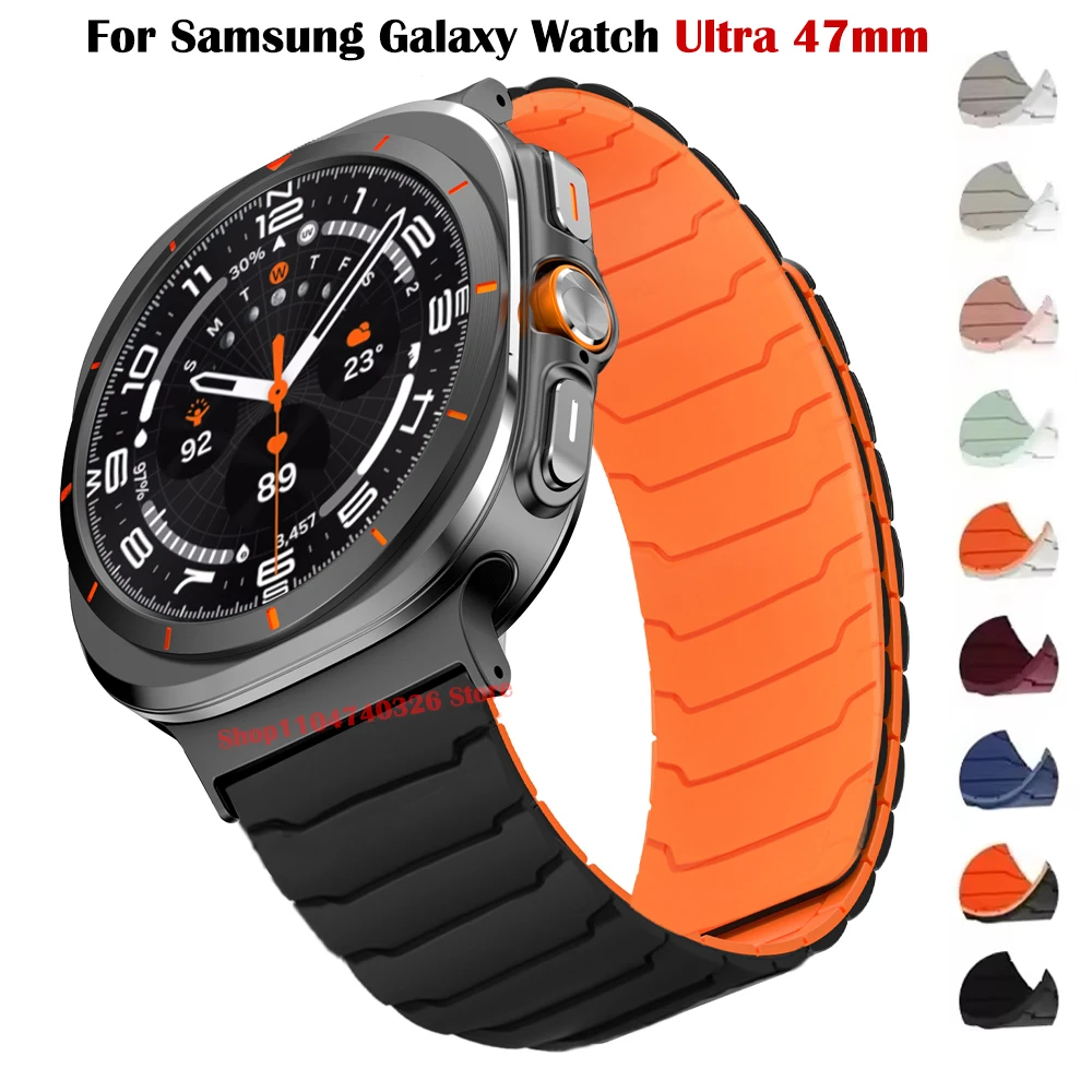 Sportuhrenarmband für Samsung Galaxy Watch Ultra 47 mm, magnetisches Silikonarmband Correa für Galaxy 7 Ultra 47 mm Ersatzarmband