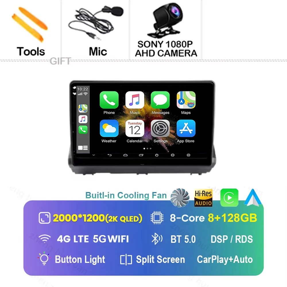 Android 16 Carplay Android Auto autoradio multimediaspeler headunit voor Renault Dacia Logan Sandero Jogger 2019 - 2023
