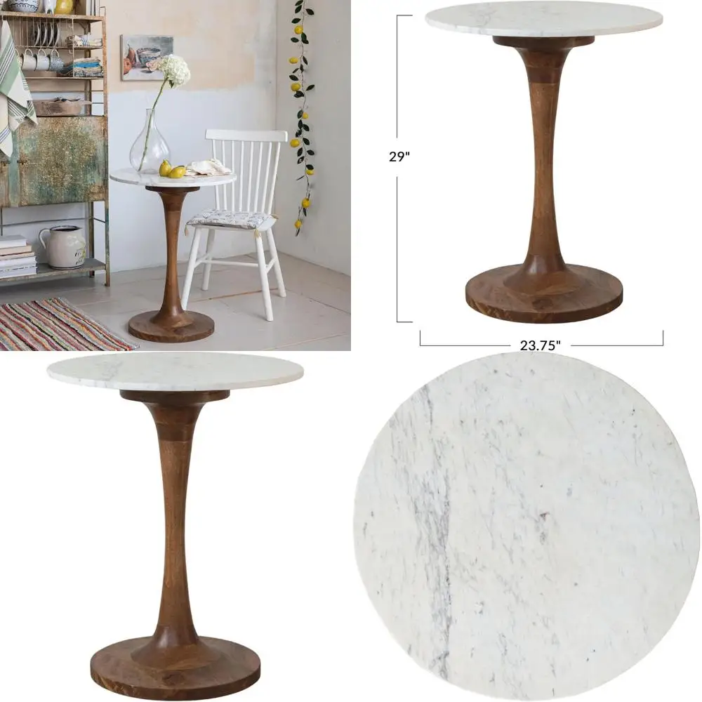 

Стол Tulip из мангового дерева и мрамора, натуральный цвет